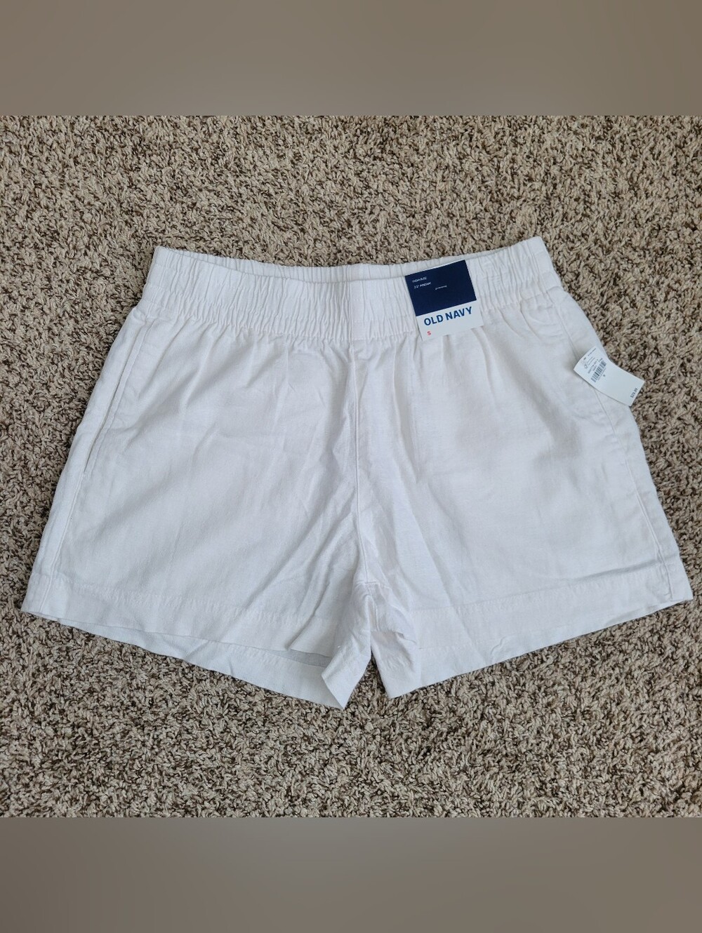Old Navy Linen Shorts 3.5" Inseam High Rise Waist Calla Lily White Small NWT